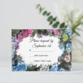 Hydrangea Blume Frame Wedding RSVP Karte (Stehend Vorderseite)