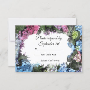Hydrangea Blume Frame Wedding RSVP Karte