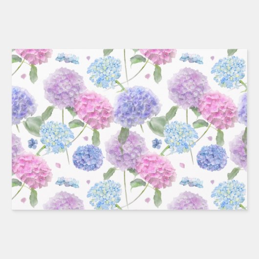 Hydrangea-Blume für Wasserfarben Geschenkpapier Set (Vorderseite)