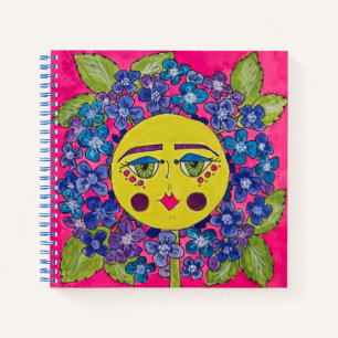 Hydrangea Blume Girl Spiral Notebook bemalt Notizblock