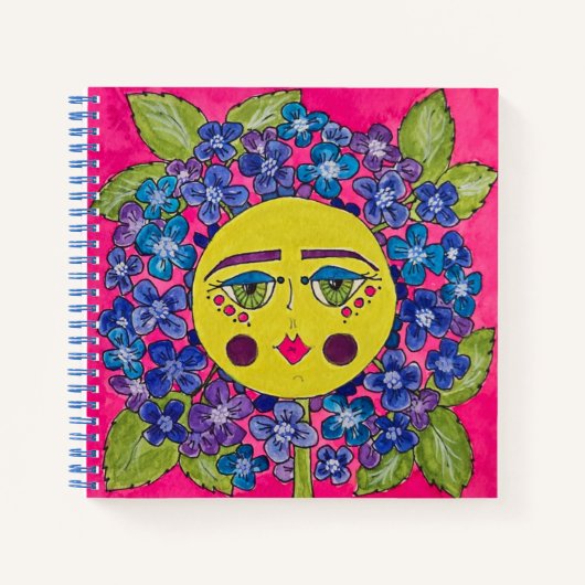 Hydrangea Blume Girl Spiral Notebook bemalt Notizblock (Vorderseite)