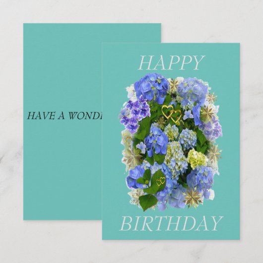 HYDRANGEA BLUME GLÜCKLICH BIRTHTAG (Vorne/Hinten)