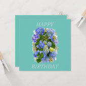 HYDRANGEA BLUME GLÜCKLICH BIRTHTAG KARTE (Vorderseite/Rückseite Beispiel)