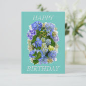 HYDRANGEA BLUME GLÜCKLICH BIRTHTAG KARTE (Stehend Vorderseite)