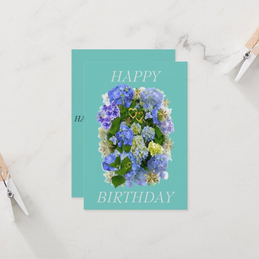 HYDRANGEA BLUME GLÜCKLICH BIRTHTAG KARTE (Vorderseite/Rückseite Beispiel)