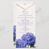 Hydrangea Blume & Gold Elegante Wedding Menu Card Menükarte (Vorne/Hinten)