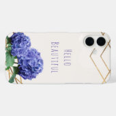 Hydrangea Blume & Gold Elegantes Glam Personalisie Case-Mate iPhone Hülle (Rückseite (Horizontal))