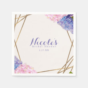 Hydrangea Blume & Gold Hochzeit Serviette
