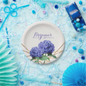 Hydrangea-Blume & Goldlinien Elegante Custom Pappteller (Party)