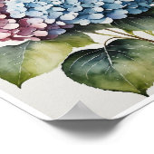 Hydrangea-Blume Handgemachte Poster Wasserfarbe (Ecke)
