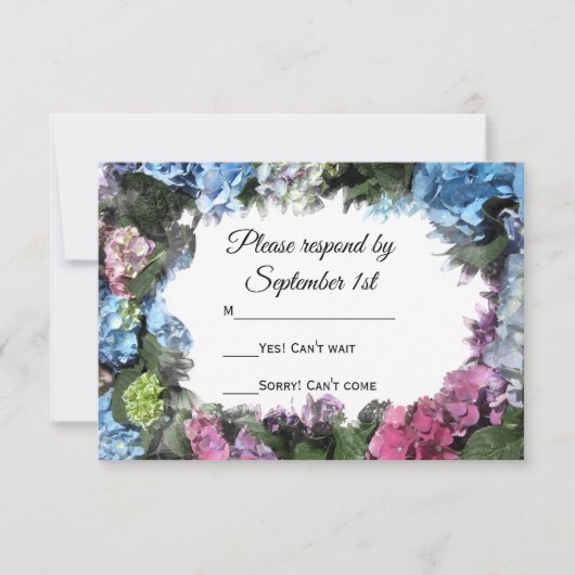 Hydrangea-Blume Hochzeit-RSVP-Reaktion RSVP Karte (Vorderseite)