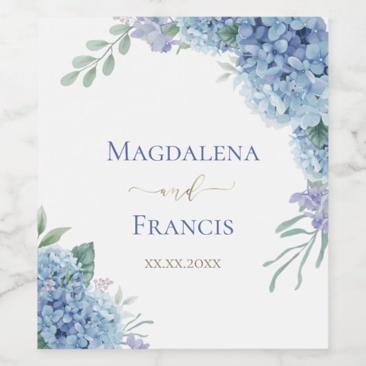 Hydrangea-Blume | Hochzeit Weinetikett (Einzelnes Label)