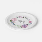 Hydrangea-Blume Hochzeitsszenario Pappteller (Schrägansicht)