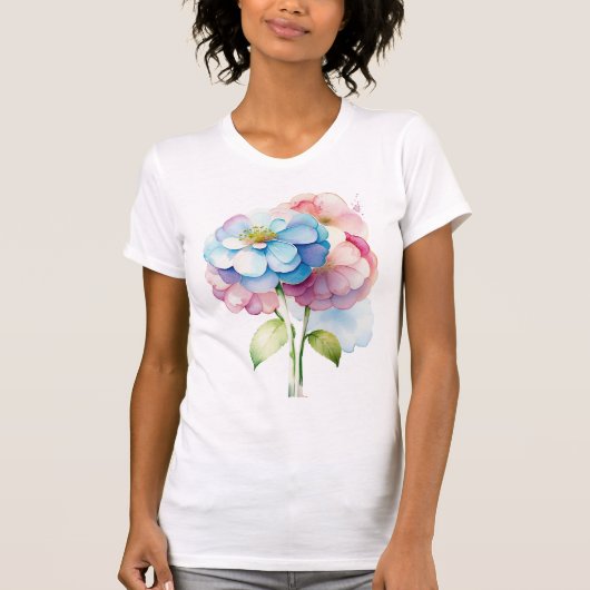 Hydrangea-Blume im Wasserfarbenstil T-Shirt (Vorderseite)