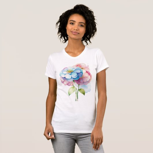 Hydrangea-Blume im Wasserfarbenstil T-Shirt (Vorne ganz)