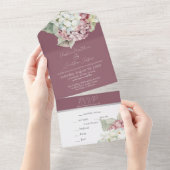 Hydrangea-Blume in Rosa und Weiß All In One Einladung (Abreißen)