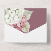 Hydrangea-Blume in Rosa und Weiß All In One Einladung (Rückseite)