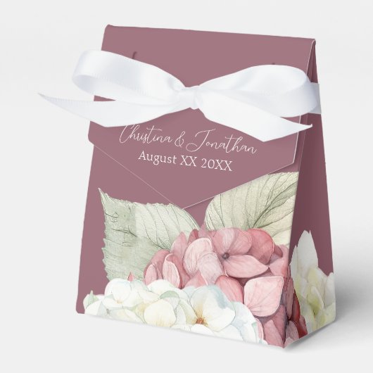 Hydrangea-Blume in Rosa und Weiß Geschenkschachtel (Vorderseite)