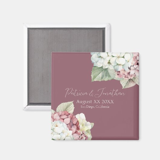 Hydrangea-Blume in Rosa und Weiß Magnet (Vorderseite/Rückseite)