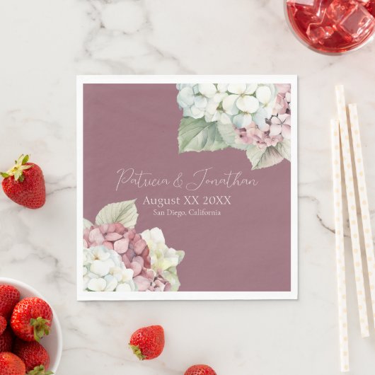 Hydrangea-Blume in Rosa und Weiß Serviette (Beispiel)