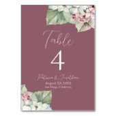 Hydrangea-Blume in Rosa und Weiß Tischnummer (Rückseite)