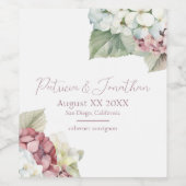 Hydrangea-Blume in Rosa und Weiß Weinetikett (Einzelnes Label)