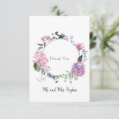 Hydrangea Blume Kranz Hochzeit Thema Dankeschön Dankeskarte (Stehend Vorderseite)