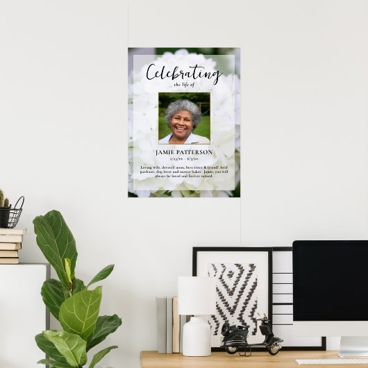 Hydrangea Blume Life Celebration Foto Beerdigung Poster (Heimbüro)