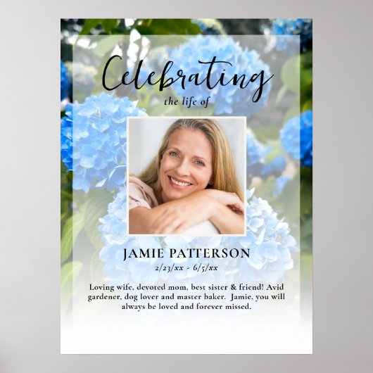 Hydrangea Blume Life Celebration Foto Beerdigung Poster (Vorne)