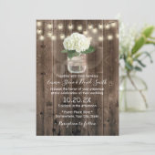 Hydrangea Blume Mason Jar Rustic Barn Wedding Einladung (Stehend Vorderseite)