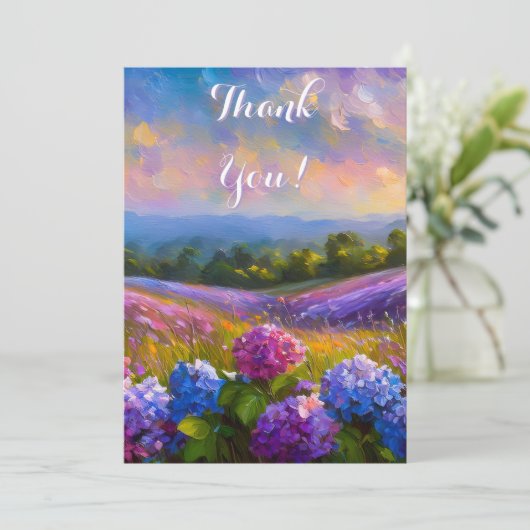 Hydrangea Blume Ölfarbe Dankeschön Karte (Stehend Vorderseite)