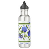 Hydrangea-Blume Personalisierte botanische Kunst Edelstahlflasche (Links)