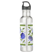 Hydrangea-Blume Personalisierte botanische Kunst Edelstahlflasche (Rückseite)