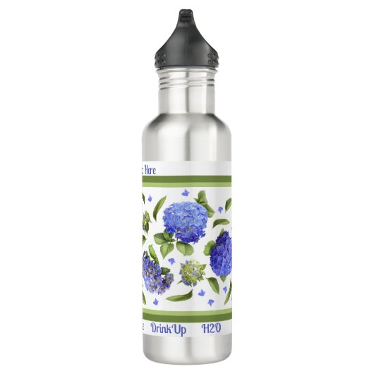 Hydrangea-Blume Personalisierte botanische Kunst Edelstahlflasche (Rechts)
