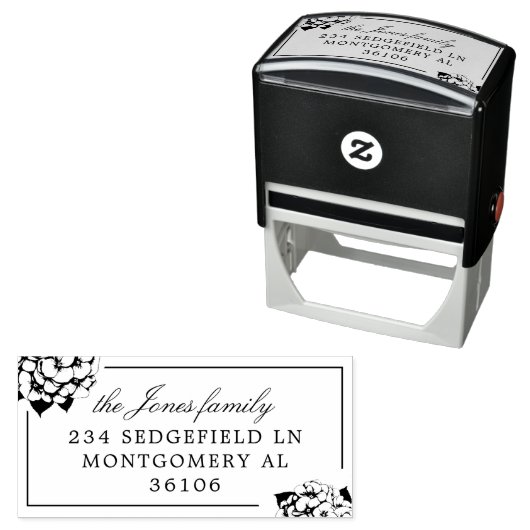 Hydrangea-Blume-Rücksendeadresse Permastempel (Beispiel)