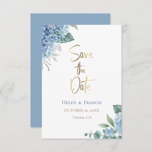 Hydrangea-Blume Save the Date Einladung (Vorne/Hinten)