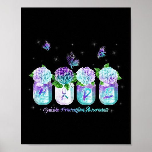 Hydrangea Blume Schmetterling Suizidprävention Kri Poster (Vorne)