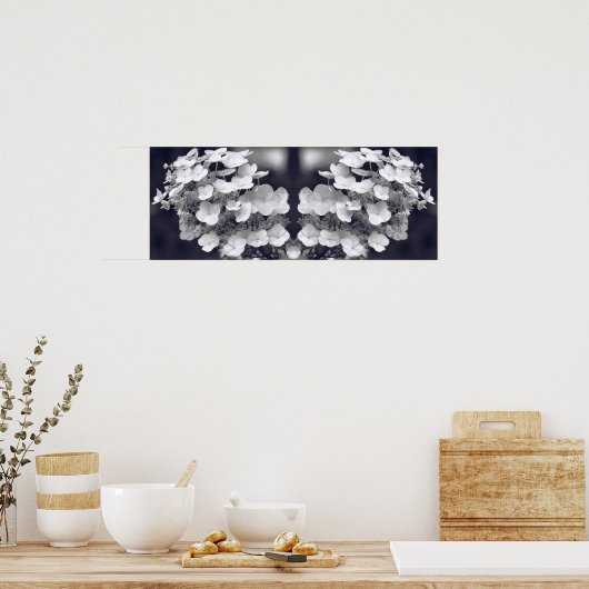 Hydrangea Blume Schwarz-Weiß-Spiegel Abstrakt Poster (Küche)