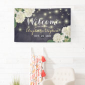 Hydrangea Blume String Light Blue Wedding Willkomm Banner (Insitu)