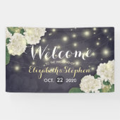 Hydrangea Blume String Light Blue Wedding Willkomm Banner (Horizontal)