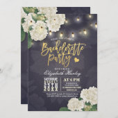 Hydrangea Blume String Lights Junggeselinnen-Absch Einladung (Vorne/Hinten)