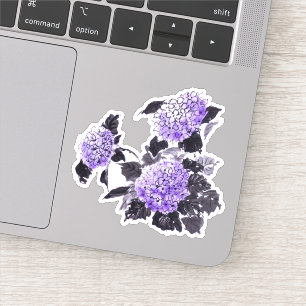 Hydrangea-Blume Sumie-Tinte und Aquarellmalerei Aufkleber