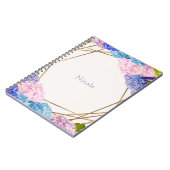 Hydrangea-Blume und Goldener Frühling-Blumenchic Notizblock (Linke Seite)