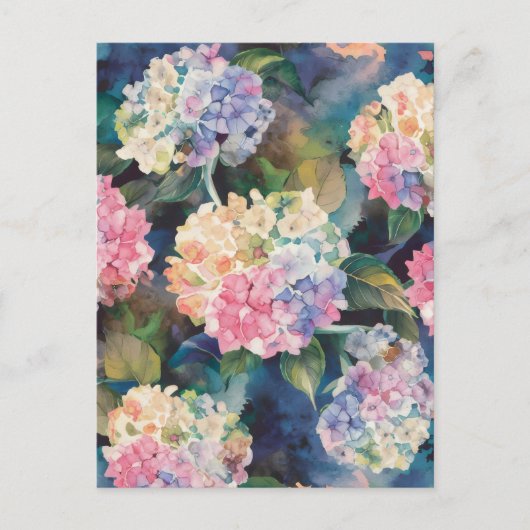 Hydrangea-Blume Wasserfarben-Muster-Leere Postkarte (Vorderseite)