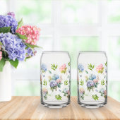 Hydrangea Blumen Blau und Rosa Set Trinkgeschirr Dosenglas
