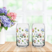 Hydrangea Blumen Blau und Rosa Set Trinkgeschirr Dosenglas