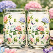 Hydrangea Blumen Blau und Rosa Set Trinkgeschirr Dosenglas