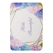 Hydrangea-Blumen & Gold Floral Chic Frühling Badematte (Vorderseite Vertikal)