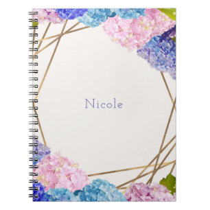 Hydrangea-Blumen & Goldene Frühlingsblumen Chic Notizblock