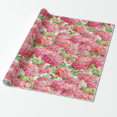 Hydrangea-Blumen-Korallenrosa-Muster Geschenkpapier (Ungerollt)